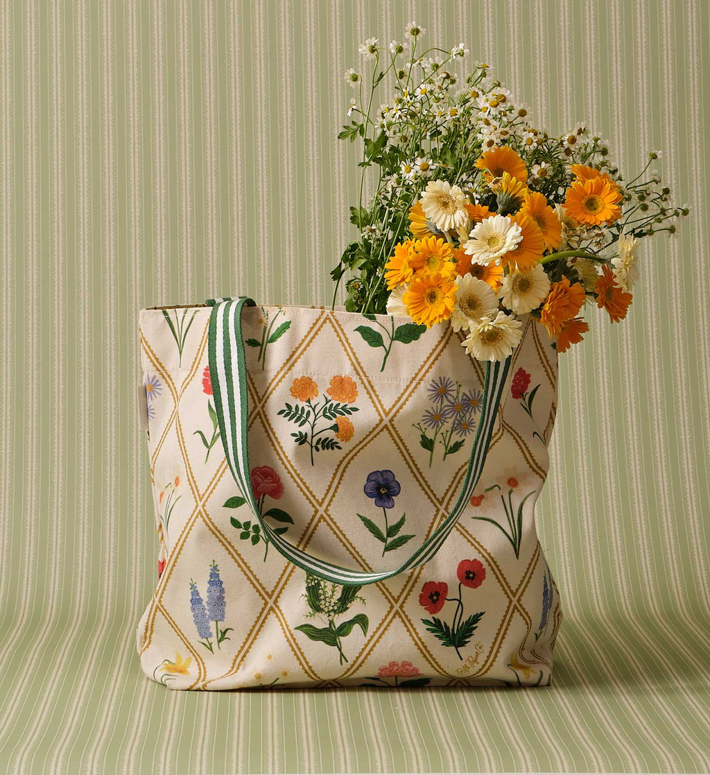East West Canvas Tote Bag - Garden Study