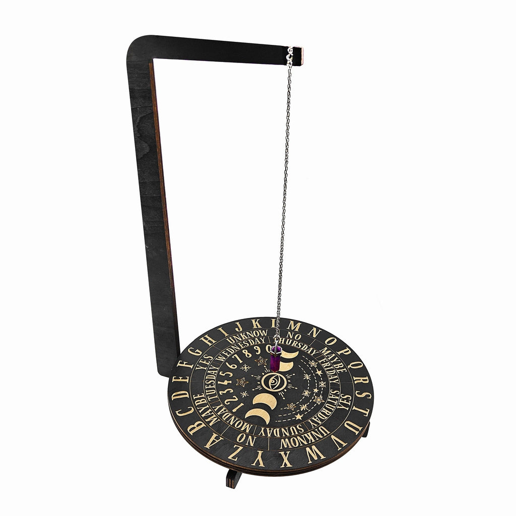 Wooden Pendulum Stand for Divination ¨C Crystal Display Holder, Witchcraft Altar Decor, Meditation Ritual Necklace Organizer & Constellation Moon