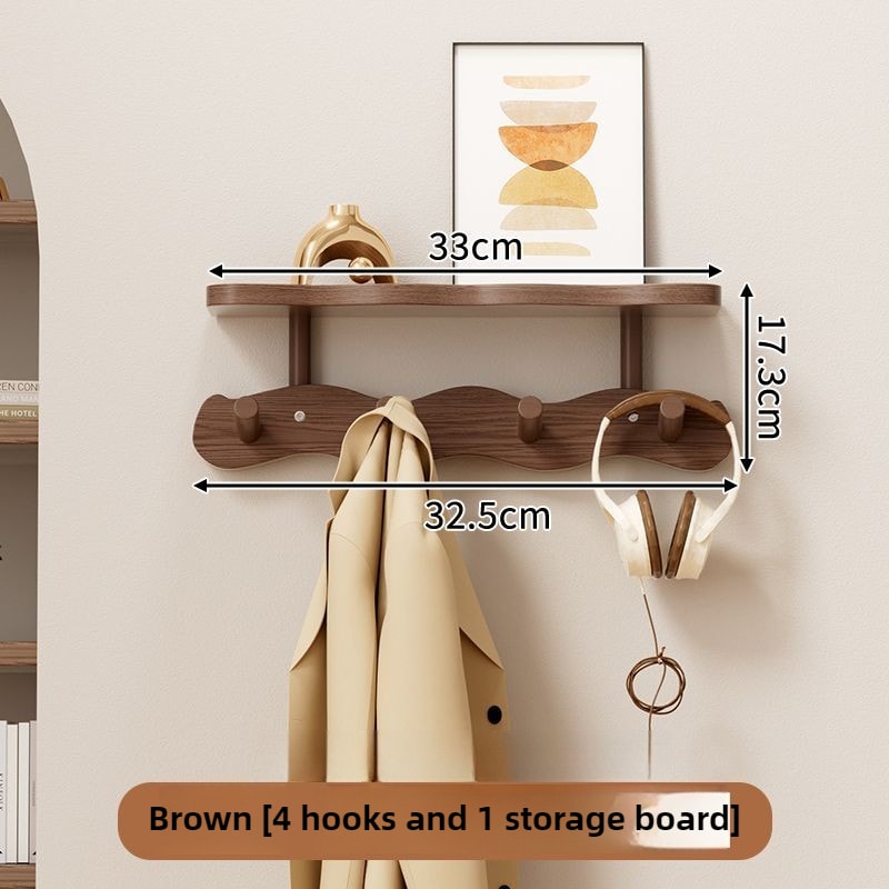 Wall Mounted Coat Rack Wooden Hook Rail with 4 or 8 Hooks Entryway Organizer for Coats Hats Bags Keys Decorative Wood Wall Hook Strip
