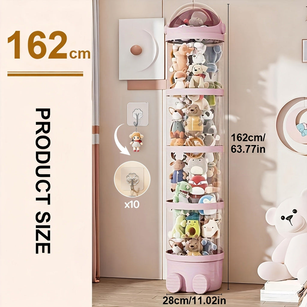 Stuffed Animal Storage Tower ¨C Clear Plastic Toy Organizer with Layered Shelves, Visible Spacious Display Box for Kids Room, Living Room & Bedroom, Great Christmas Gift for Girls