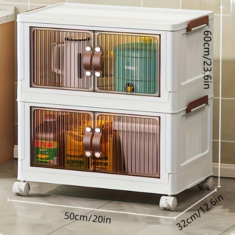 Stackable Storage Bins with Wheels & Drawers | Open Front Foldable Storage Organizer Bins for Home Bedroom Clothes Books Toys Holiday Christmas Gift Storage