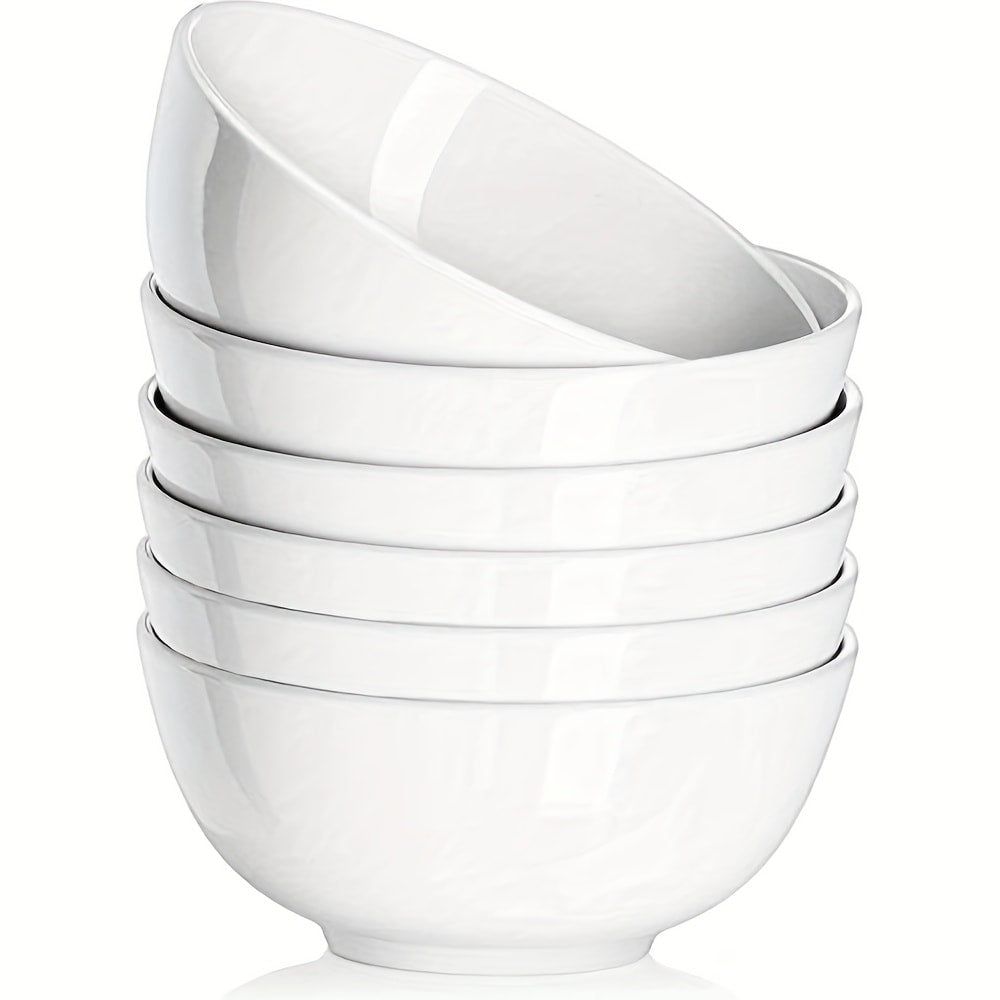 Ceramic Bowls Set 22oz White Porcelain - Dishwasher & Microwave Safe Soup Bowls for Kitchen, Cereal, Ramen, Oatmeal, Salad & Rice - Polished Finish Round Bowls Available in 4 or 6 Piece Sets