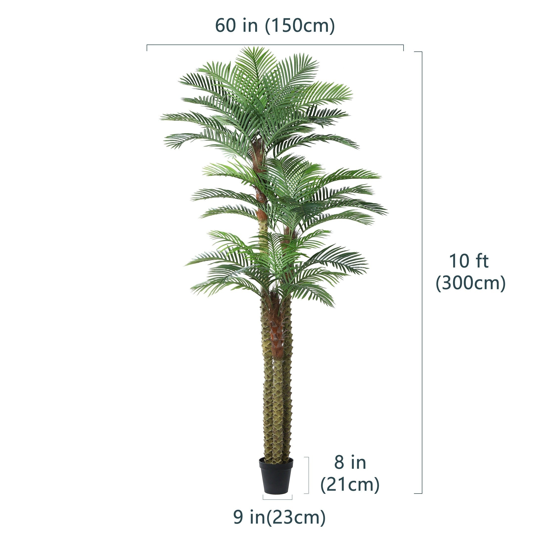 Artificial Palm Tree Outdoor 8FT & 10FT ¨C Large UV Resistant Faux Tropical Palm Plant with Cement Base, Realistic Fake Golden Cane Palm for Patio, Poolside, Balcony & Indoor Home Office Decor
