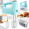 Electric Hand Mixer 250W with Storage Case ¨C 5-Speed Plus Turbo Handheld Mixer with 5 Stainless Steel Attachments (2 Beaters, 2 Dough Hooks & 1 Whisk) ¨C Kitchen Baking Mixer in Blue, Black, White & Silver