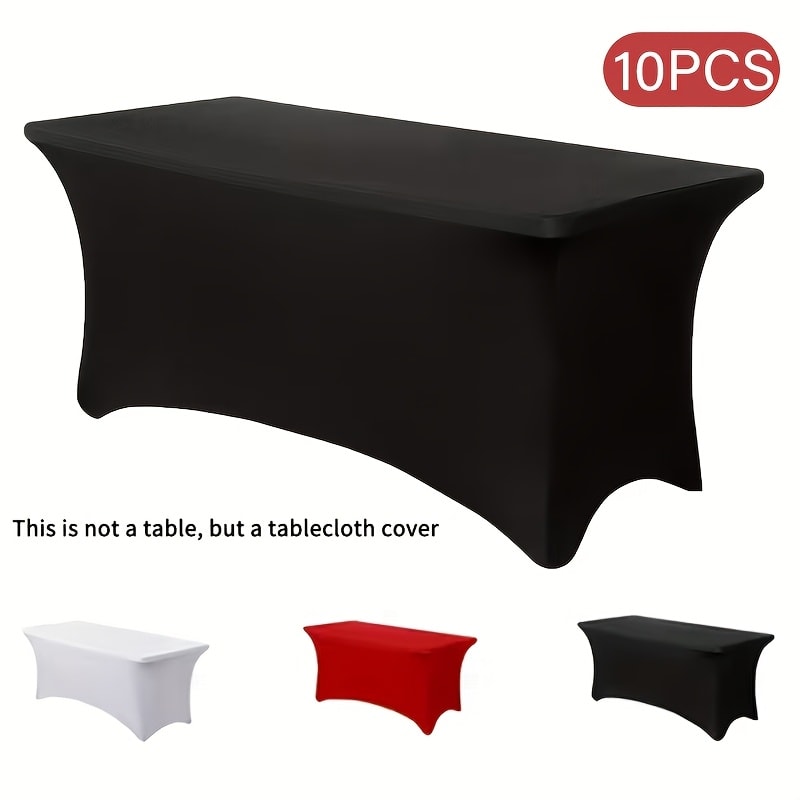 Spandex Tablecloth 6 Foot Rectangular Stretch Table Cover for Parties Weddings Banquets ¨C Wrinkle-Free Full Coverage Fitted Table Cloth for Events
