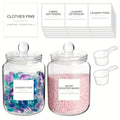 Airtight Glass Jars with Lids Labels and Spoons Half Gallon Storage Canisters for Laundry Detergent Pods Scent Booster Beads Kitchen Pantry Organization Food Safe Wide Mouth 1 2 3 4 Pack