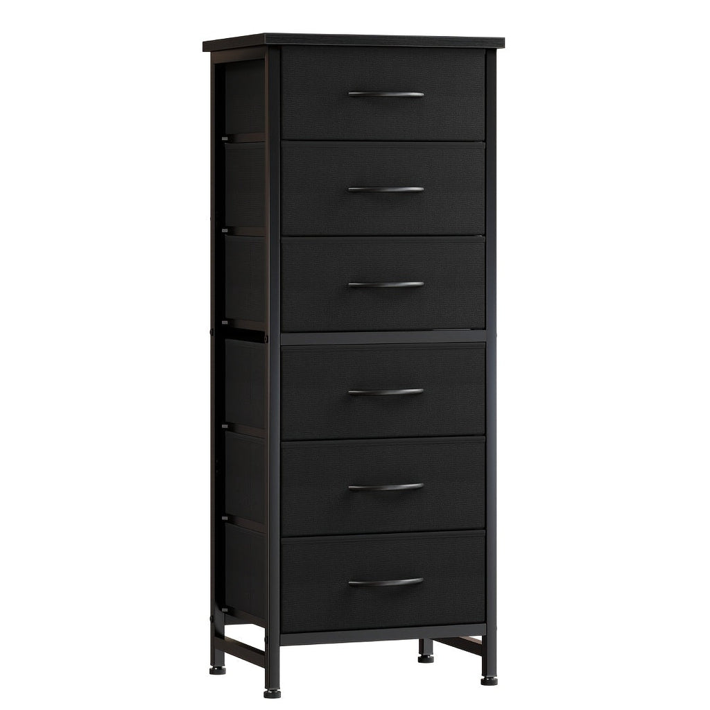 6 Drawer Fabric Dresser with Steel Frame Wooden Top - Storage Chest Organizer for Bedroom Closet Hallway Living Room