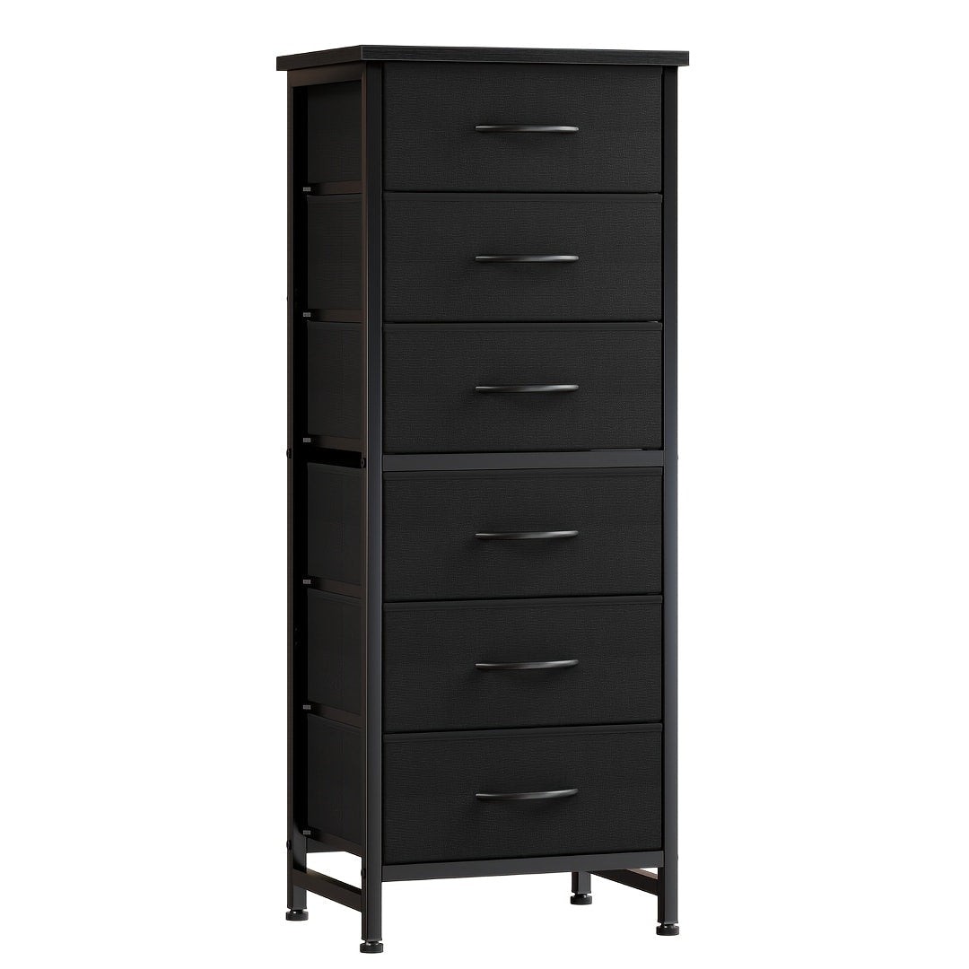 6 Drawer Fabric Dresser with Steel Frame Wooden Top - Storage Chest Organizer for Bedroom Closet Hallway Living Room