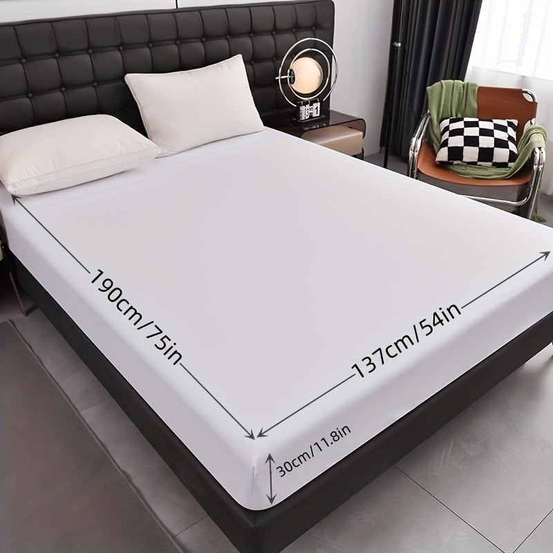 Waterproof Fitted Sheet Soft Breathable Mattress Cover Solid Color Deep Pocket Bed Sheet for Bedroom Guest Room Dorm Twin Full Queen King