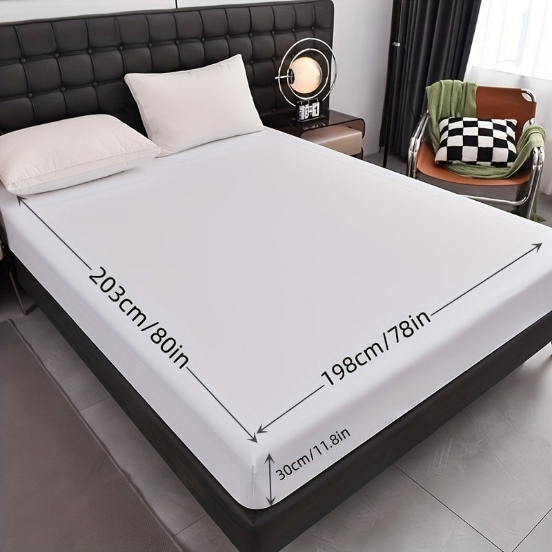 Waterproof Fitted Sheet Soft Breathable Mattress Cover Solid Color Deep Pocket Bed Sheet for Bedroom Guest Room Dorm Twin Full Queen King