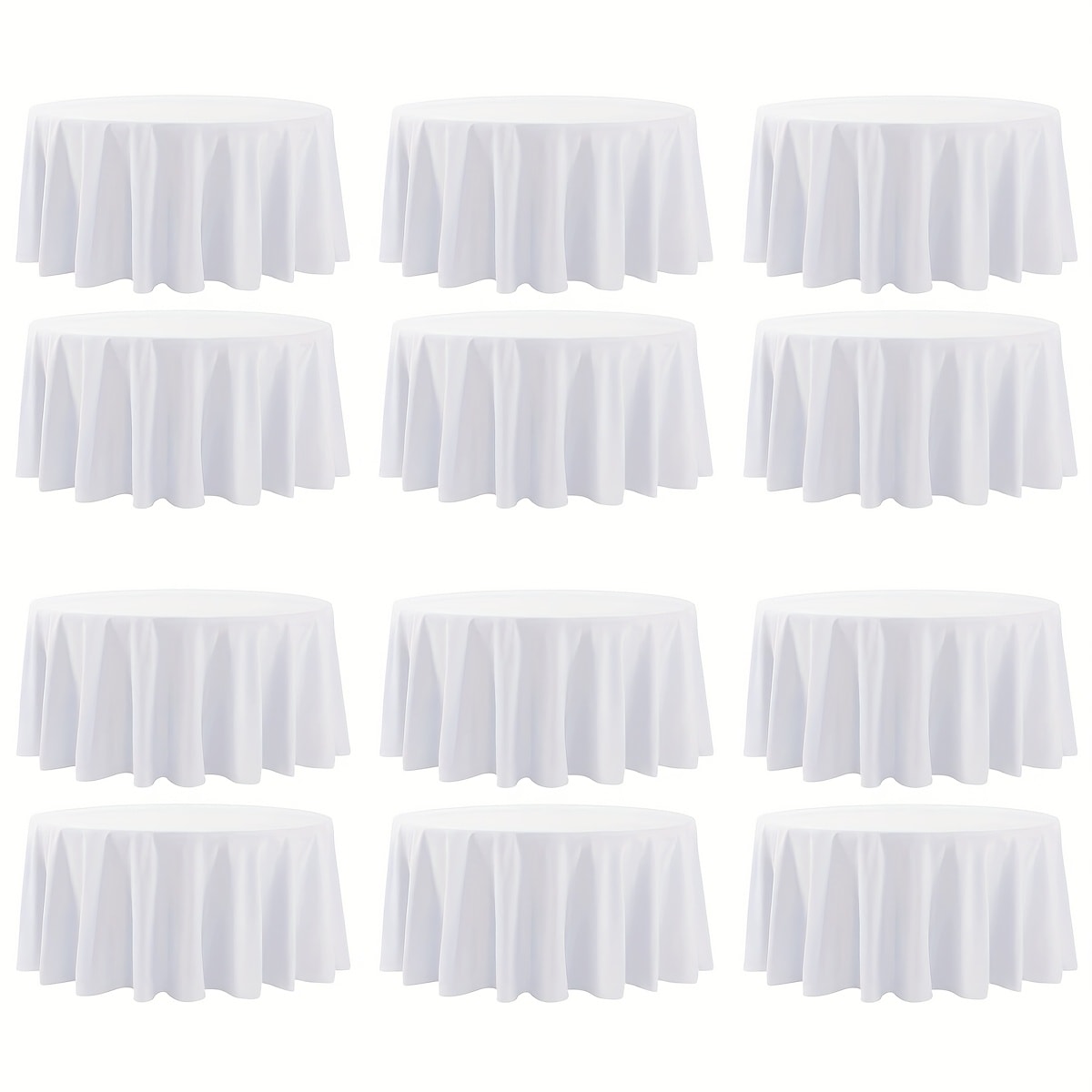 120 Inch Round Tablecloth Bulk Pack ¨C Wrinkle-Free Table Cover for Wedding, Party, Christmas & Halloween, Black or White (6/12/18 Pack)