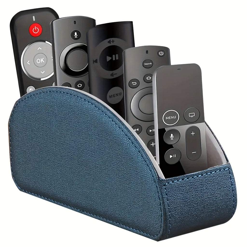 Faux Leather Desktop Organizer 5 Compartments ¨C Multifunctional Remote Control Holder Caddy, Pen Holder Storage Box for Remote Controls, Pens, Eyeglasses, Makeup Brushes & Office Stationery, 10 Styles
