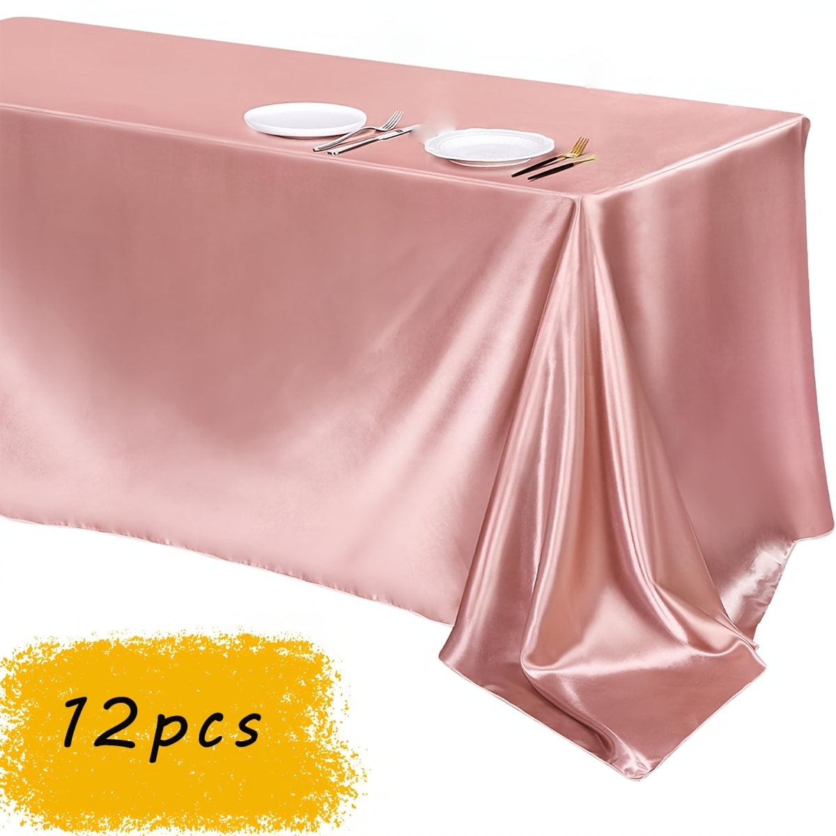 Satin Tablecloth 12pcs 57¡±x102¡± Rectangular Silky Smooth Fabric Table Cover for Wedding Banquet Birthday Party Holiday Event