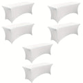 6 Foot Stretch Tablecloth 6/12/24 Pack - Rectangular Spandex Table Cover for Weddings, Trade Shows & Events