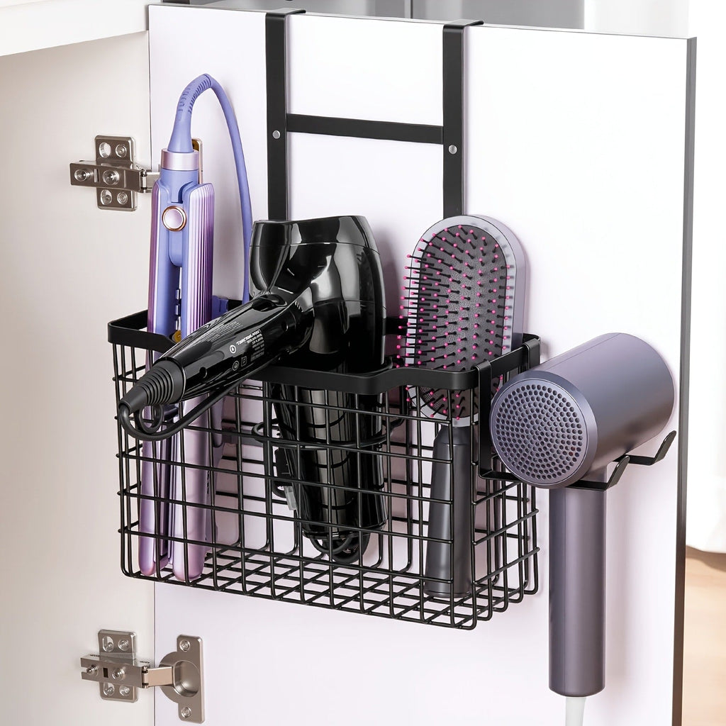 Hair Tool Organizer Wall Mounted Holder for Hair Dryer Curling Iron Straightener 3 Adjustable Heights Bathroom Storage