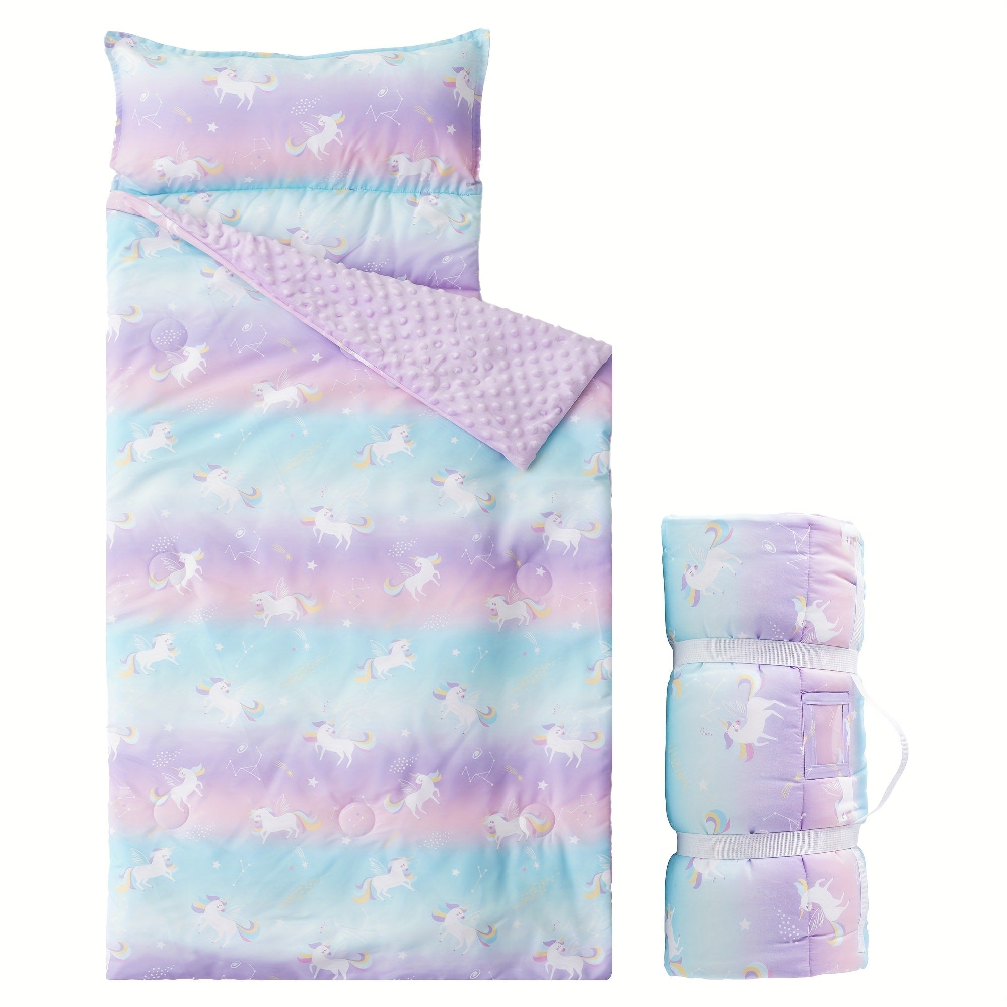 Kids Nap Mat Roll-Up Sleeping Mat for Daycare & Travel - 100% Polyester, Machine Washable, Fun Prints