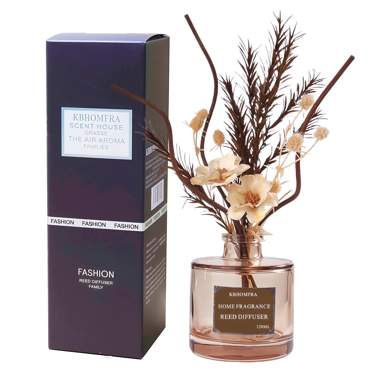 Reed Diffuser Set with Dried Flowers ¨C Jasmine, Cedar, Sandalwood & Gardenia Scents, 120ml 90-Day Long-Lasting Home Fragrance