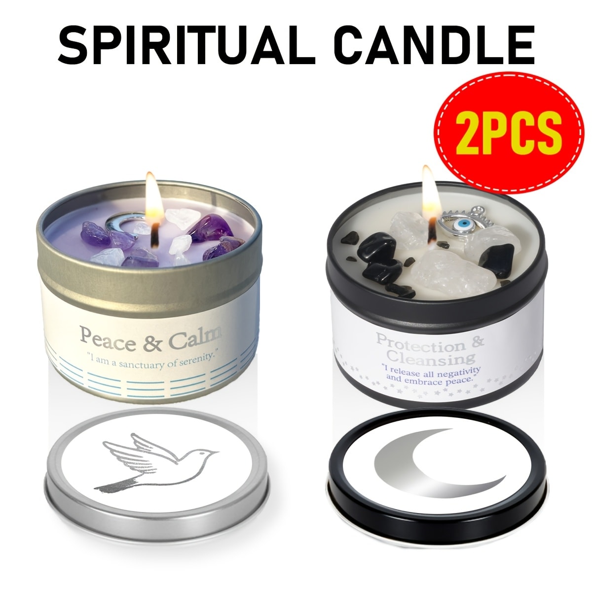 Manifestation Candles Scented Soy Wax with Crystal & Guidance Card for Meditation Yoga Focus | Law of Attraction Abundance Candle | Christmas Birthday Gift for Women
