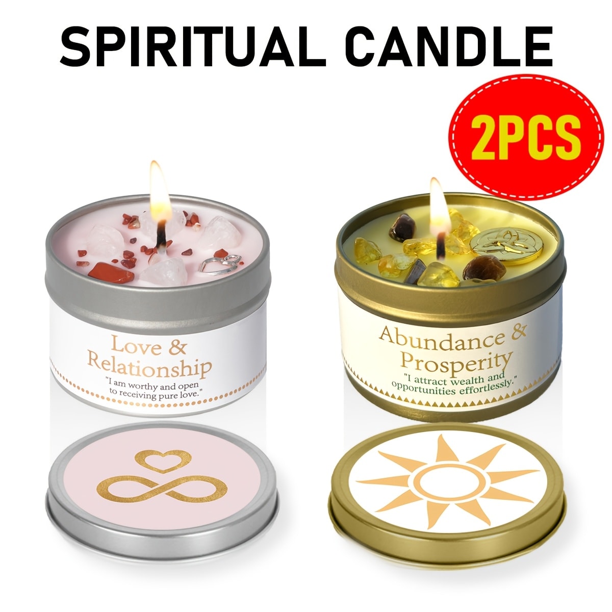 Manifestation Candles Scented Soy Wax with Crystal & Guidance Card for Meditation Yoga Focus | Law of Attraction Abundance Candle | Christmas Birthday Gift for Women