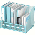 Metal Desk File Organizer 5 Vertical Compartments Magazine Holder Desktop File Rack for Office Home Workspace Document Sorter Letter Tray Paper Storage