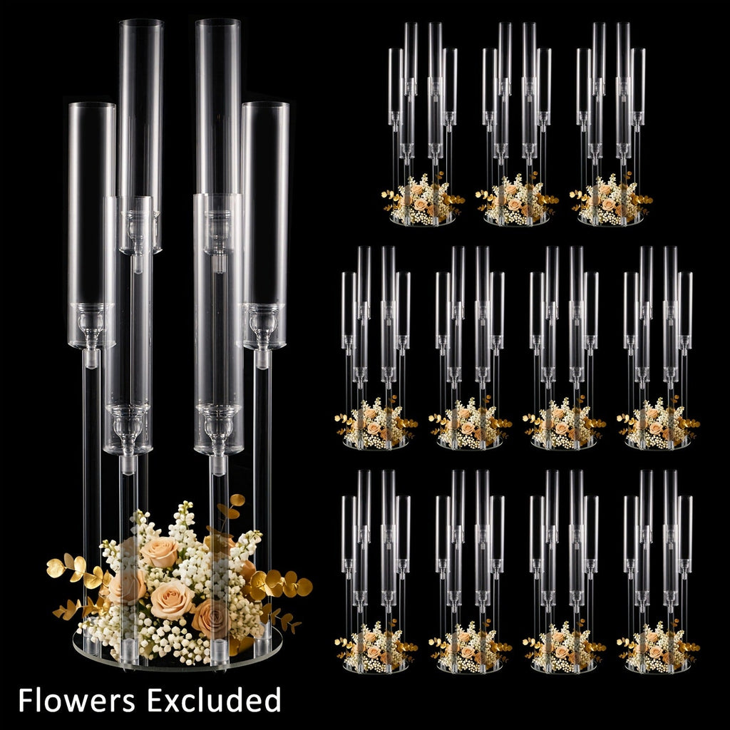 Acrylic Candelabra 6-Arm Candlestick Holder 26.8 Inch Clear Crystal Candle Holders Bulk for Wedding Table Centerpieces, Party Home Decoration, Valentine's Day Anniversary Christmas