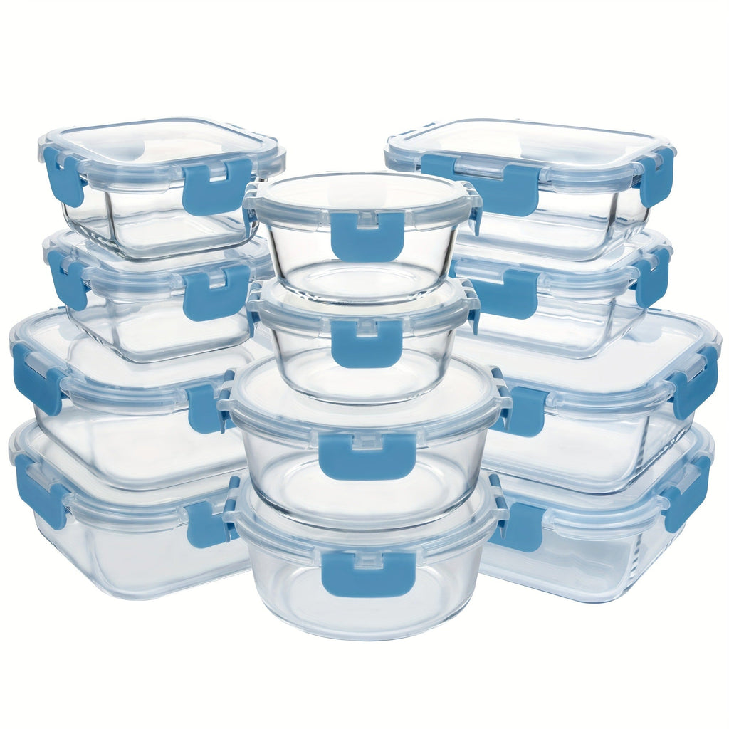 Glass Food Storage Containers with Airtight Lids - Borosilicate Glass Meal Prep Containers Set, Microwave Dishwasher Freezer Safe, BPA Free, Leak Proof Lunch Containers for Kitchen