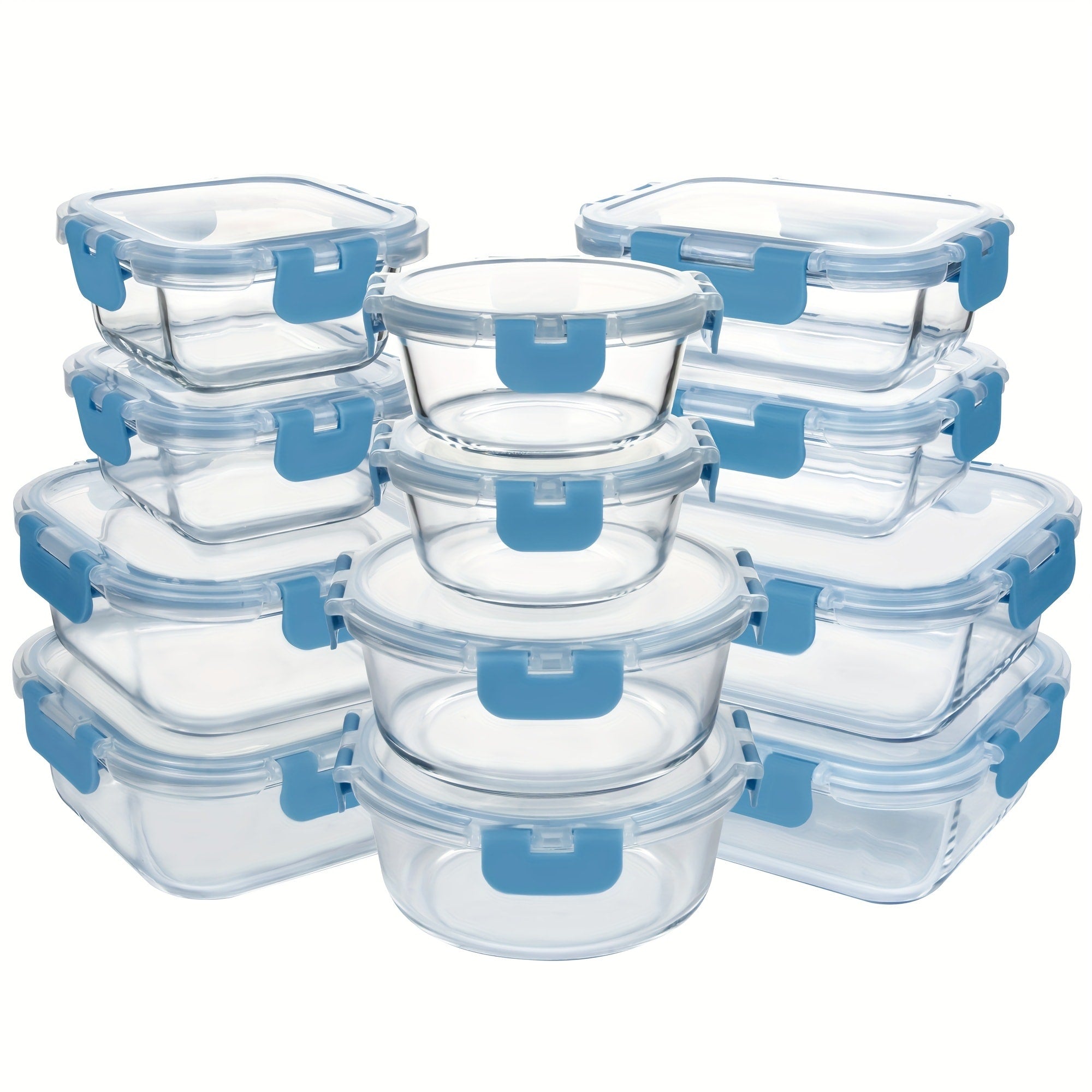 Glass Food Storage Containers with Airtight Lids - Borosilicate Glass Meal Prep Containers Set, Microwave Dishwasher Freezer Safe, BPA Free, Leak Proof Lunch Containers for Kitchen