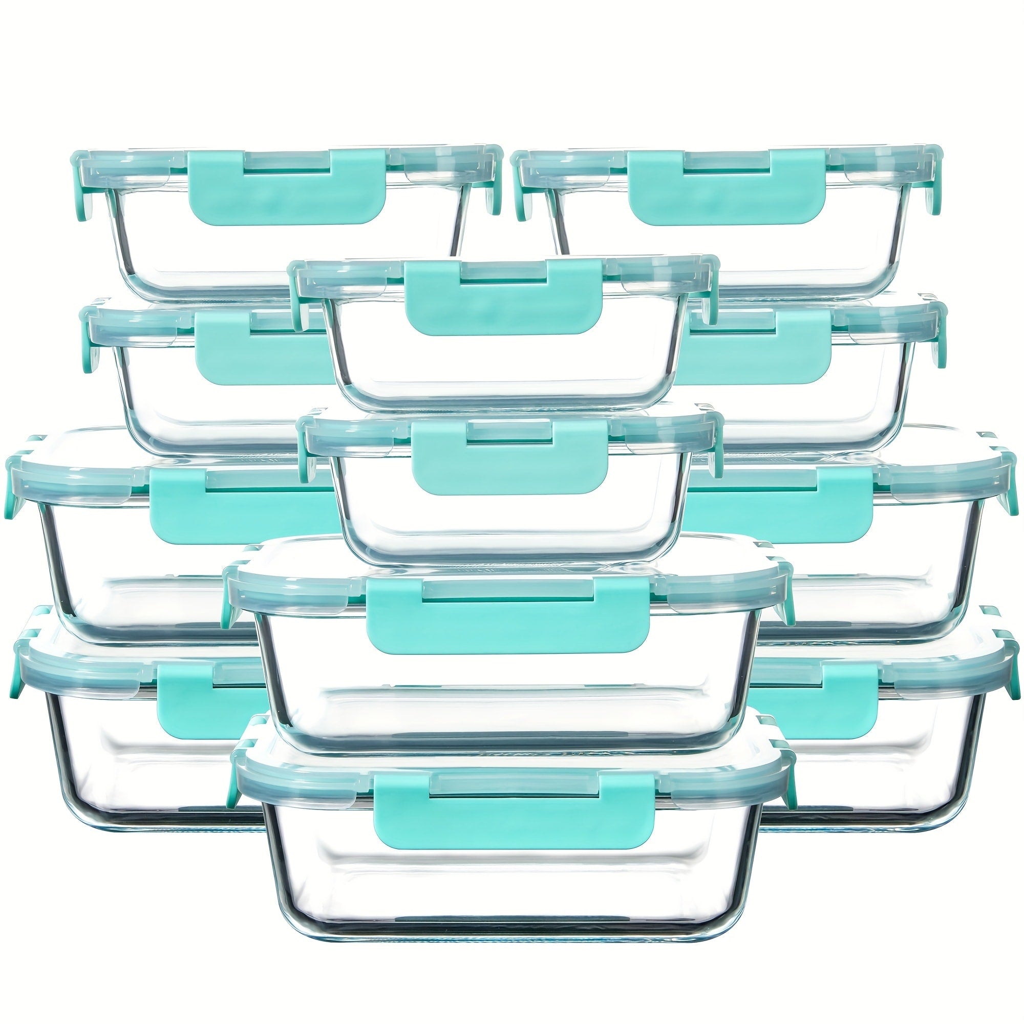 Glass Food Storage Containers with Airtight Lids - Borosilicate Glass Meal Prep Containers Set, Microwave Dishwasher Freezer Safe, BPA Free, Leak Proof Lunch Containers for Kitchen