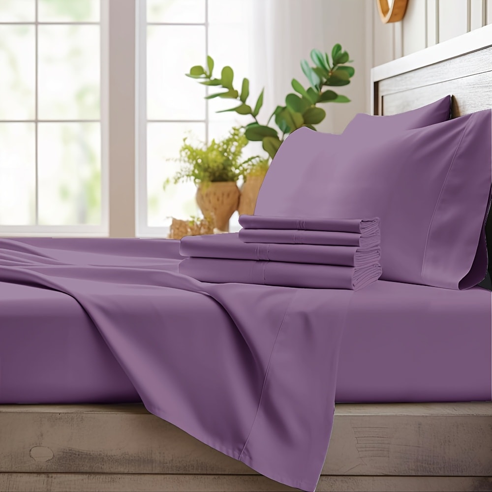 Bamboo Cooling Sheet Set 4pcs ¨C Deep Pocket Fitted Sheet Flat Sheet Pillowcases for Hot Sleepers Twin Full Queen King