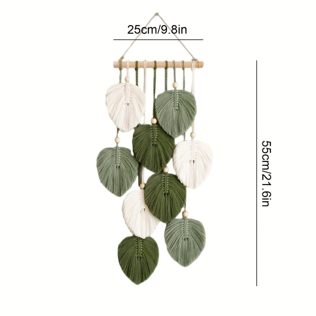 Bohemian Wall Hanging Tapestry Handmade Green Leaf Design ¨C Natural Acrylic Wall Art for Living Room Bedroom Office Home Decor