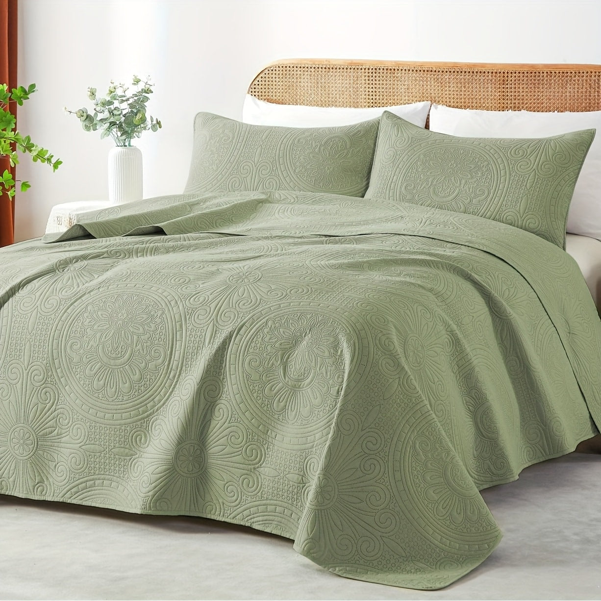 Quilt Set 2-3pcs ¨C Lightweight Microfiber Bedspread Coin Pattern Coverlet All Seasons Twin Full Queen King Cal King