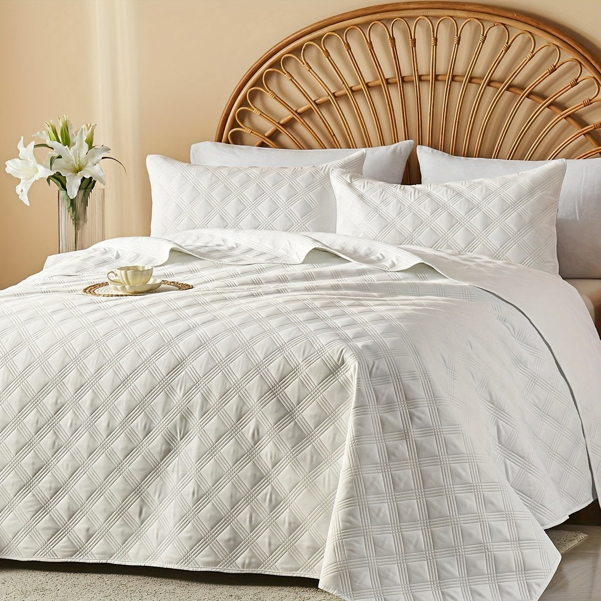 Quilt Set 2-3pcs ¨C Lightweight Microfiber Bedspread Coin Pattern Coverlet All Seasons Twin Full Queen King Cal King