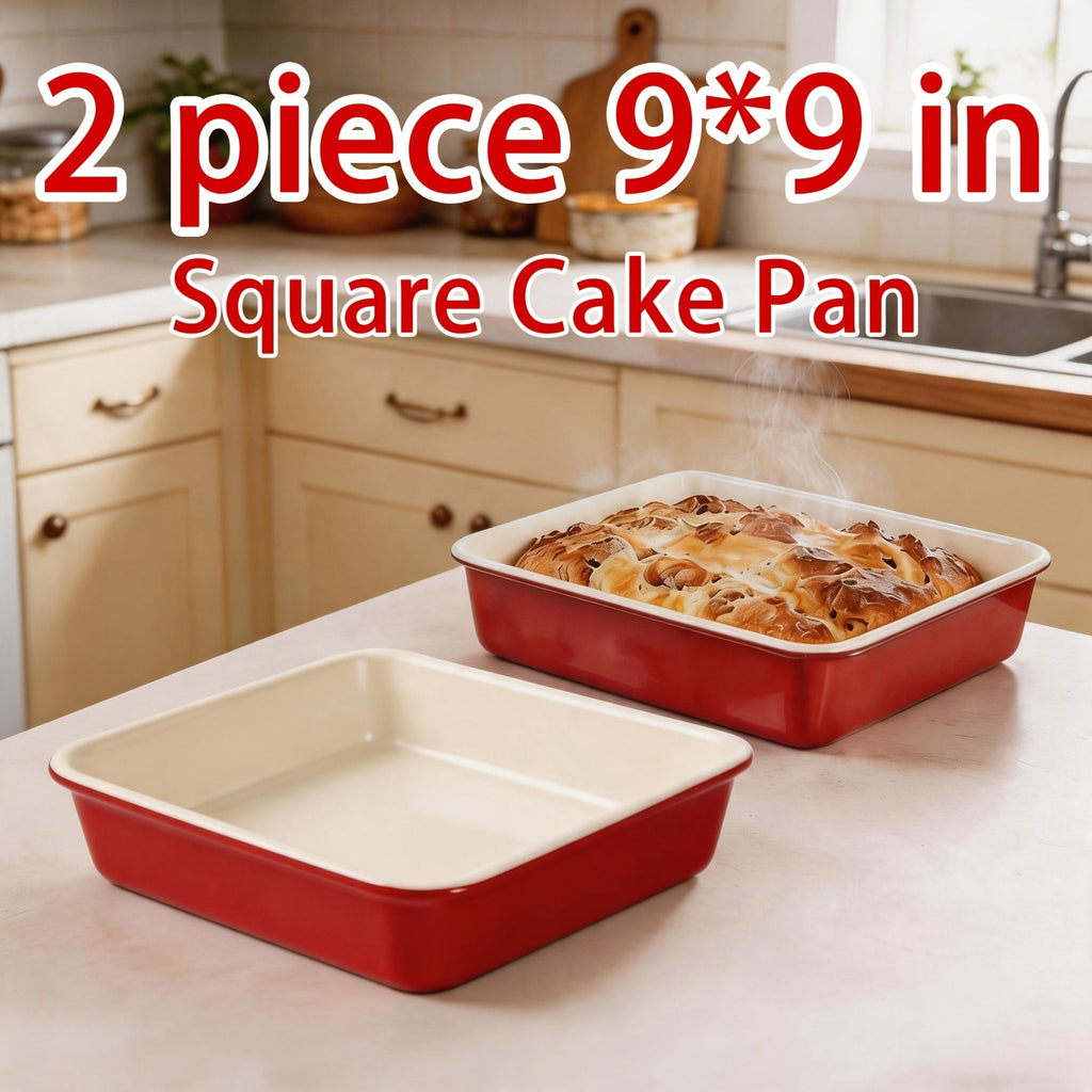 Non-Stick Baking Pan Set Carbon Steel Rectangular Deep Cake Pan Oven Safe Roasting Tray for Cookies Brownies