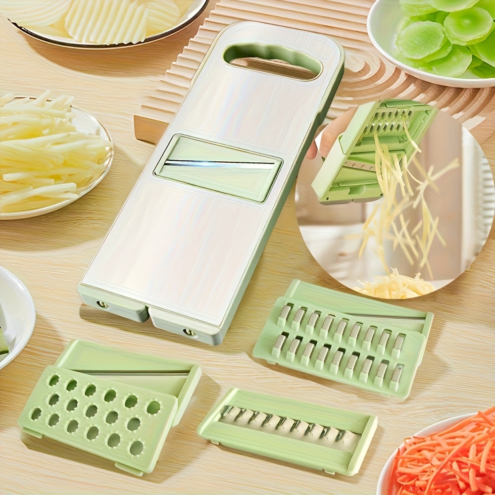 Mandoline Slicer 6-in-1 Vegetable Slicer Set with Interchangeable Blades - Stainless Steel Manual Julienne Grater Spiralizer Kitchen Tool for Potatoes Carrots Cucumbers with Safety Holder