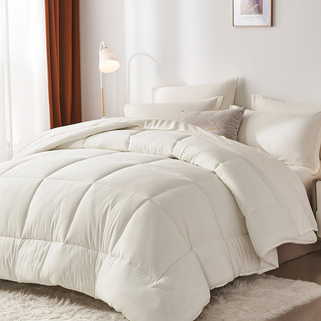 Comforter Set Soft Breathable Microfiber Bed in a Bag with Fitted Sheet Flat Sheet Pillowcases & Shams ¨C All Season Fluffy Checkered Bedding Set Twin Full Queen King