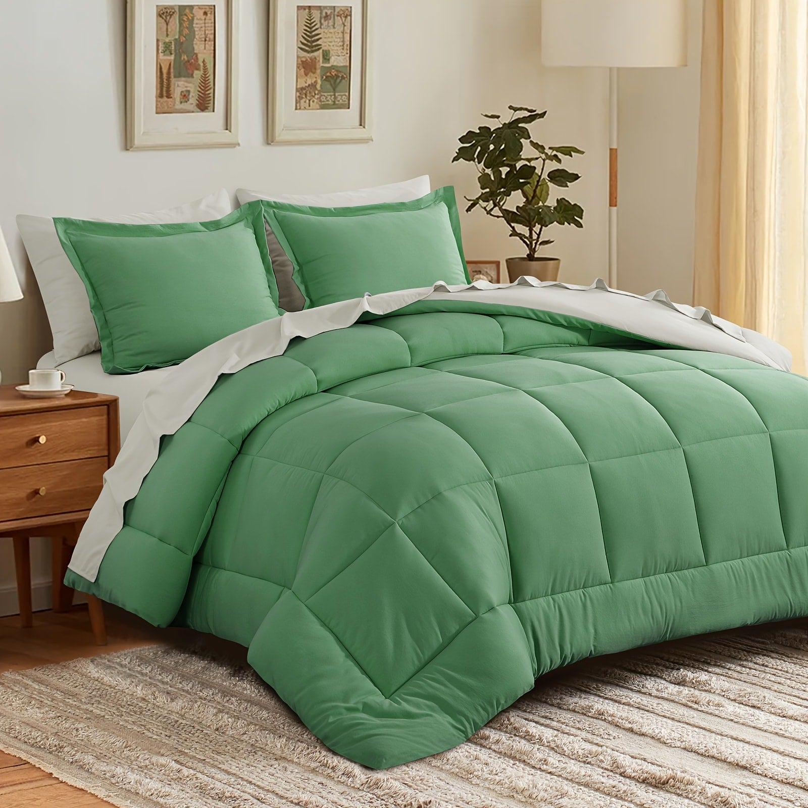 7 Piece Comforter Set Luxury Soft Fluffy Bedding All Season Bed in a Bag with Comforter Fitted Sheet Flat Sheet Pillowcases Hypoallergenic Breathable Easy Care Queen King Twin XL Full