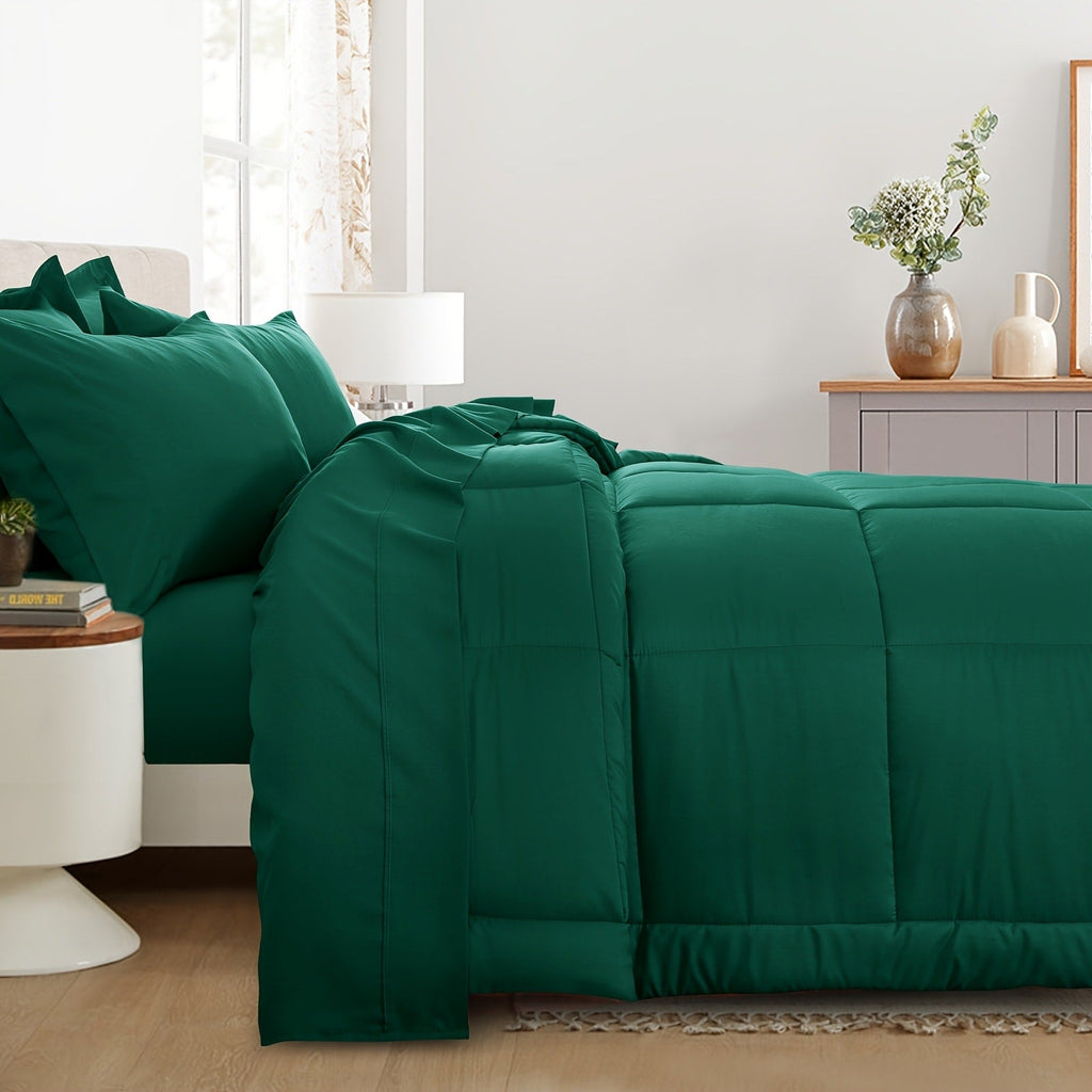 7 Piece Comforter Set Luxury Soft Fluffy Bedding All Season Bed in a Bag with Comforter Fitted Sheet Flat Sheet Pillowcases Hypoallergenic Breathable Easy Care Queen King Twin XL Full