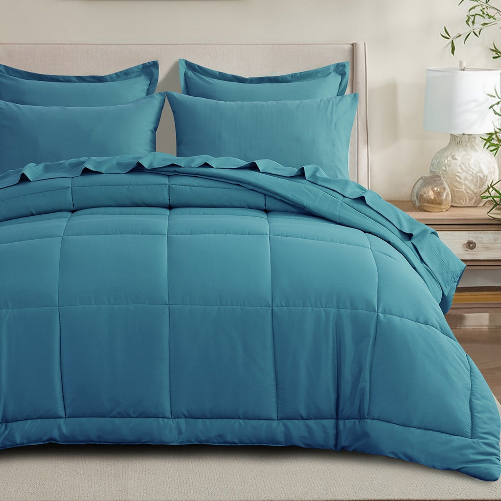7 Piece Comforter Set Luxury Soft Fluffy Bedding All Season Bed in a Bag with Comforter Fitted Sheet Flat Sheet Pillowcases Hypoallergenic Breathable Easy Care Queen King Twin XL Full