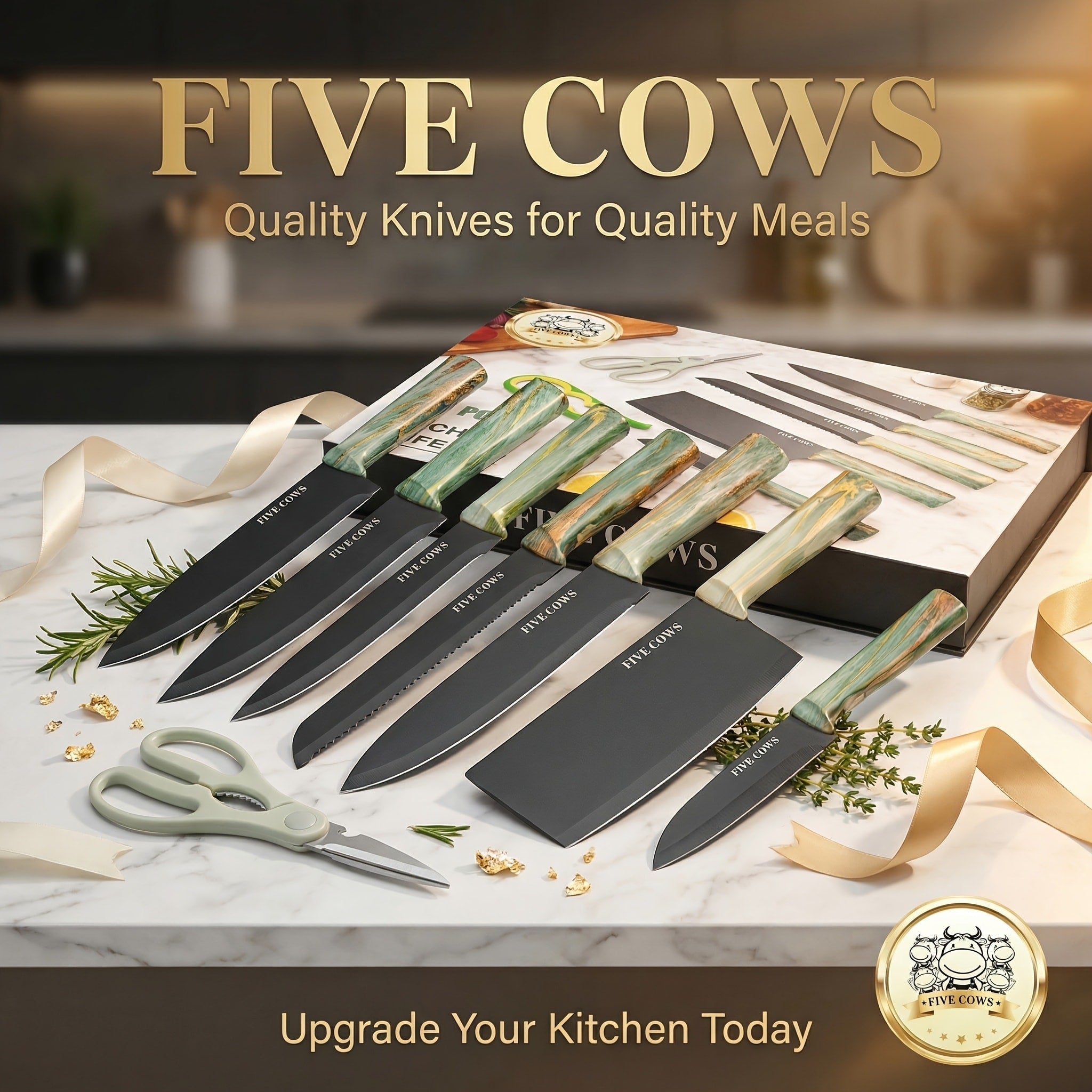 Kitchen Knife Set High Carbon Steel Hand Forged Chef Knives with Case Non-Stick Black Blade Butcher Cleaver Meat Cutting Vegetable Chopping Camping BBQ Outdoor Holiday Gift