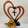 Resin Cross Ornament Wood Grain Love Design ¨C Modern Decorative Cross Statue for Home Office Desktop, Mother's Day Valentine's Day Gift, Tabletop Spiritual Decor Figurine