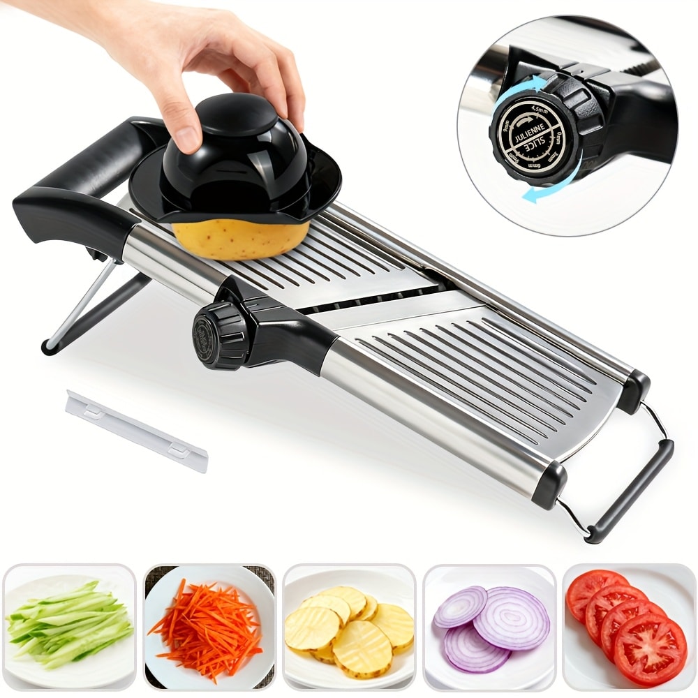 Mandoline Slicer Adjustable 5-Thickness 304 Stainless Steel ¨C Professional Vegetable Slicer for Onion, Potato, Carrot, Cheese & Fruit, Kitchen Grater with Cut-Resistant Gloves Option