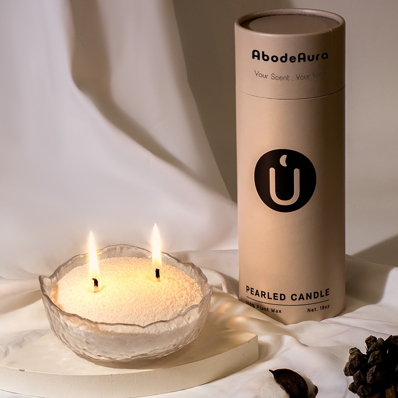 Multi-Wick Scented Candle 18 oz - Palm Wax Long Burning Candle in Glass Jar 30 Wicks Refillable Sand Candle for Home Decor Bedroom Living Room Aromatherapy Gift