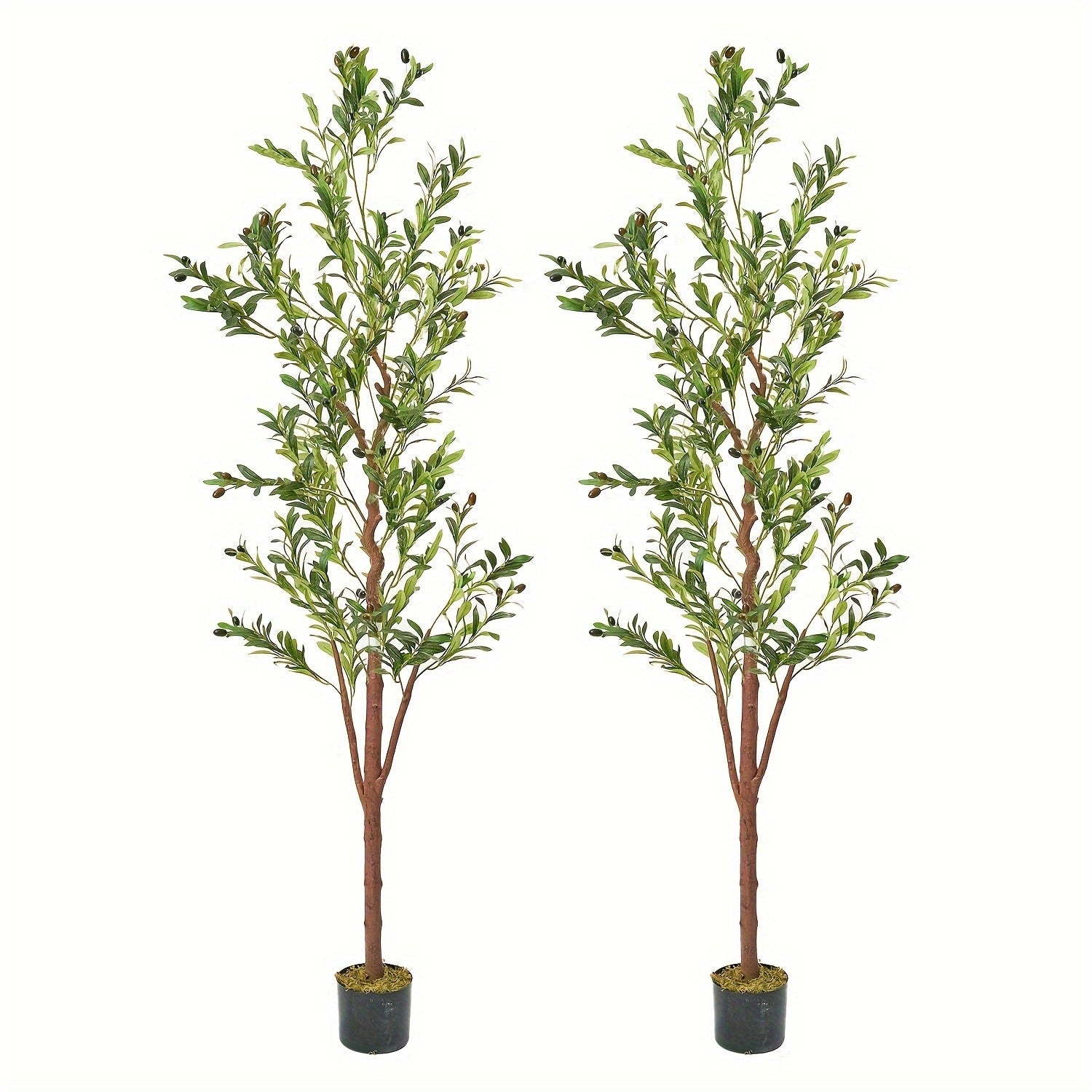 Artificial Olive Tree Large Faux Indoor Tree with Pot ¨C Realistic 5FT 6FT 7FT Multi-Trunk Fake Olive Tree with Leaves & Fruits for Living Room Home Office Entryway Decor