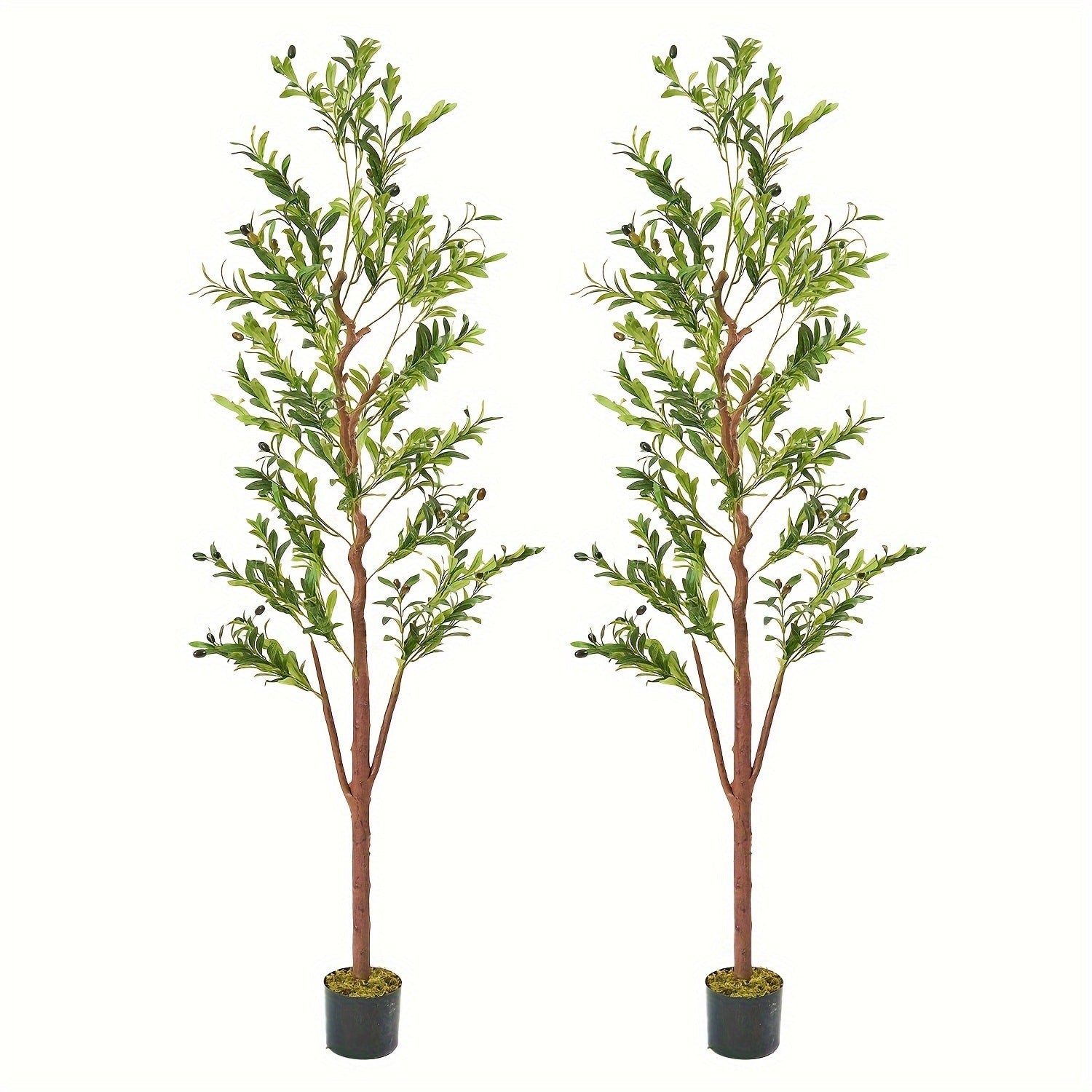 Artificial Olive Tree Large Faux Indoor Tree with Pot ¨C Realistic 5FT 6FT 7FT Multi-Trunk Fake Olive Tree with Leaves & Fruits for Living Room Home Office Entryway Decor