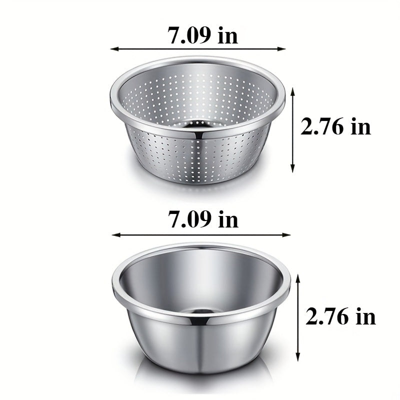 Stainless Steel Colander with Mixing Bowl Set 304 Food Grade Strainer Bowl for Washing Vegetables Fruit Rice Dishwasher Safe Kitchen Colander Sieve Multiple Sizes