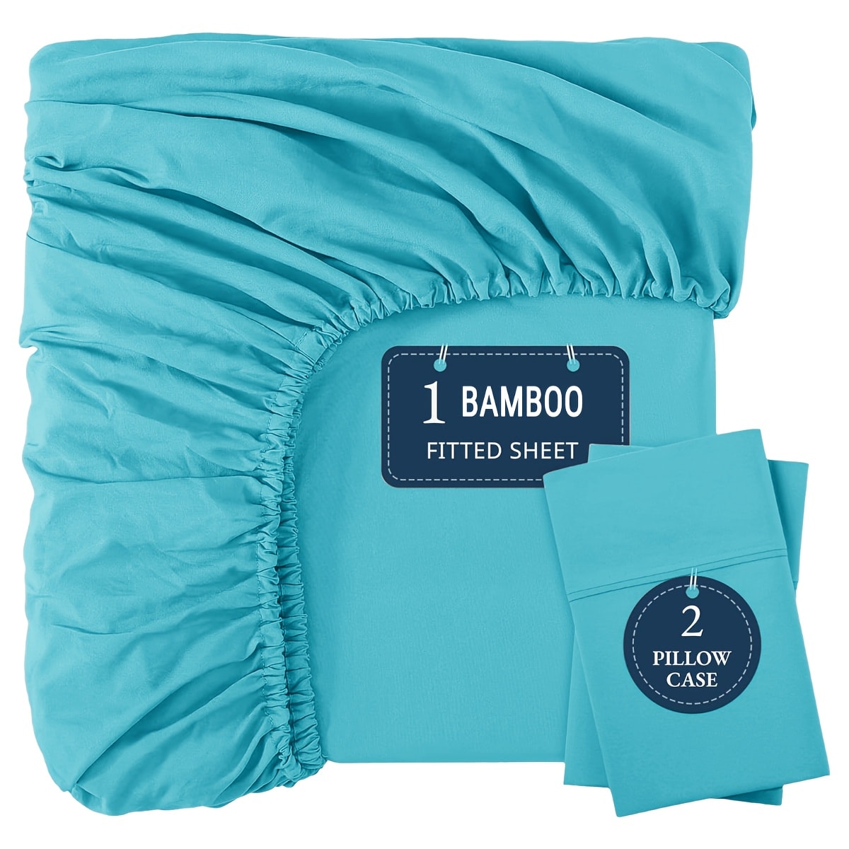 Bamboo Fitted Sheet Set 3-Piece ¨C Cooling Breathable Soft Deep Pocket Bed Sheets, Twin Full Queen King, 12 Colors ¨C Fits Mattress Up to 15¡±