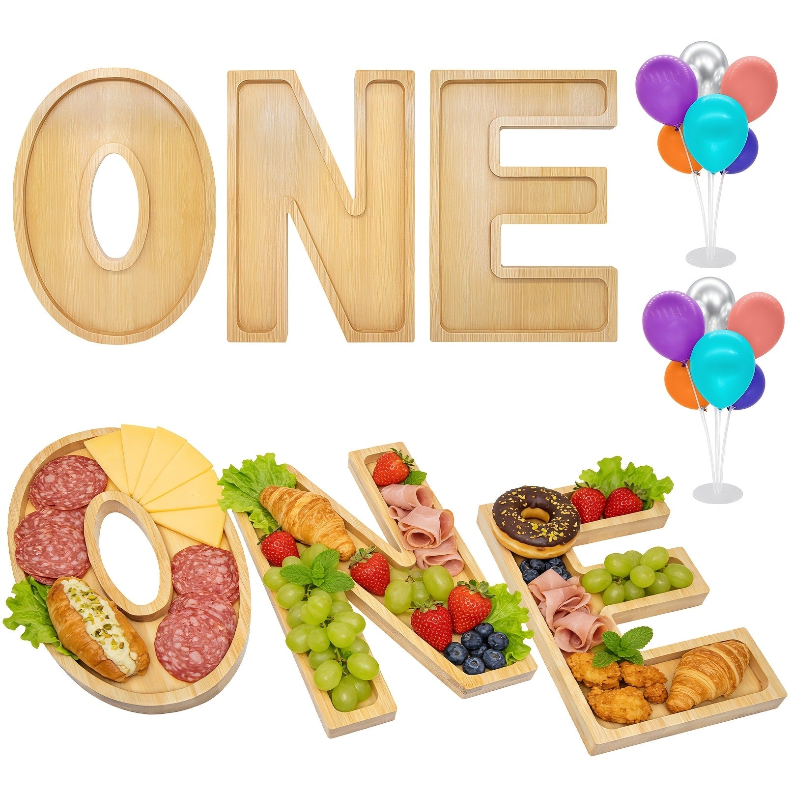 Graduation Charcuterie Board Decorations 4pcs Wooden Number Box with 14 Balloons ¨C 2026 GRAD Fillable Party Supplies