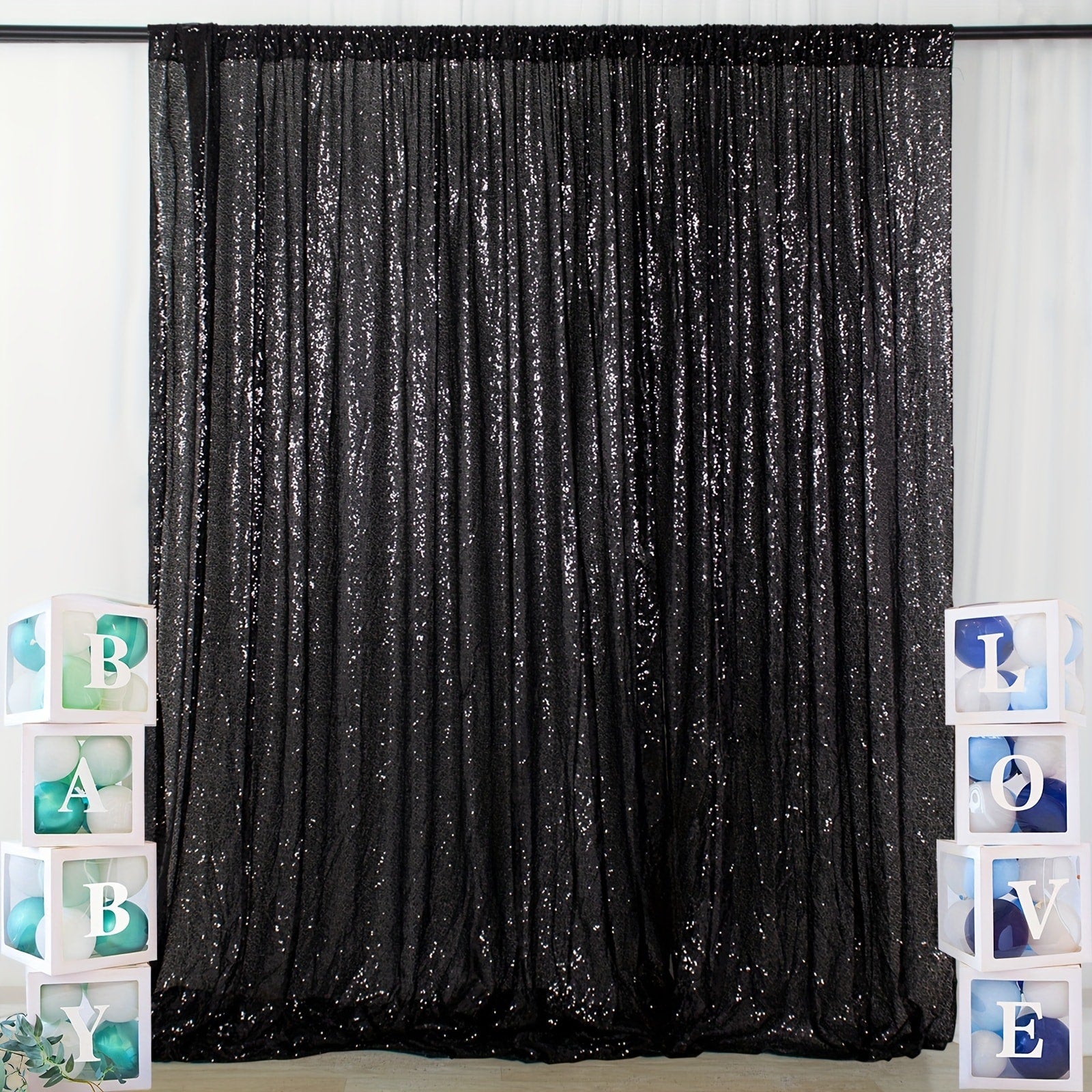 Sequin Backdrop Curtain for Party Wedding - 4x8ft Shimmering Glitter Curtain for Birthday Photo Booth Stage Decoration, Easy Hang, Multi-Color