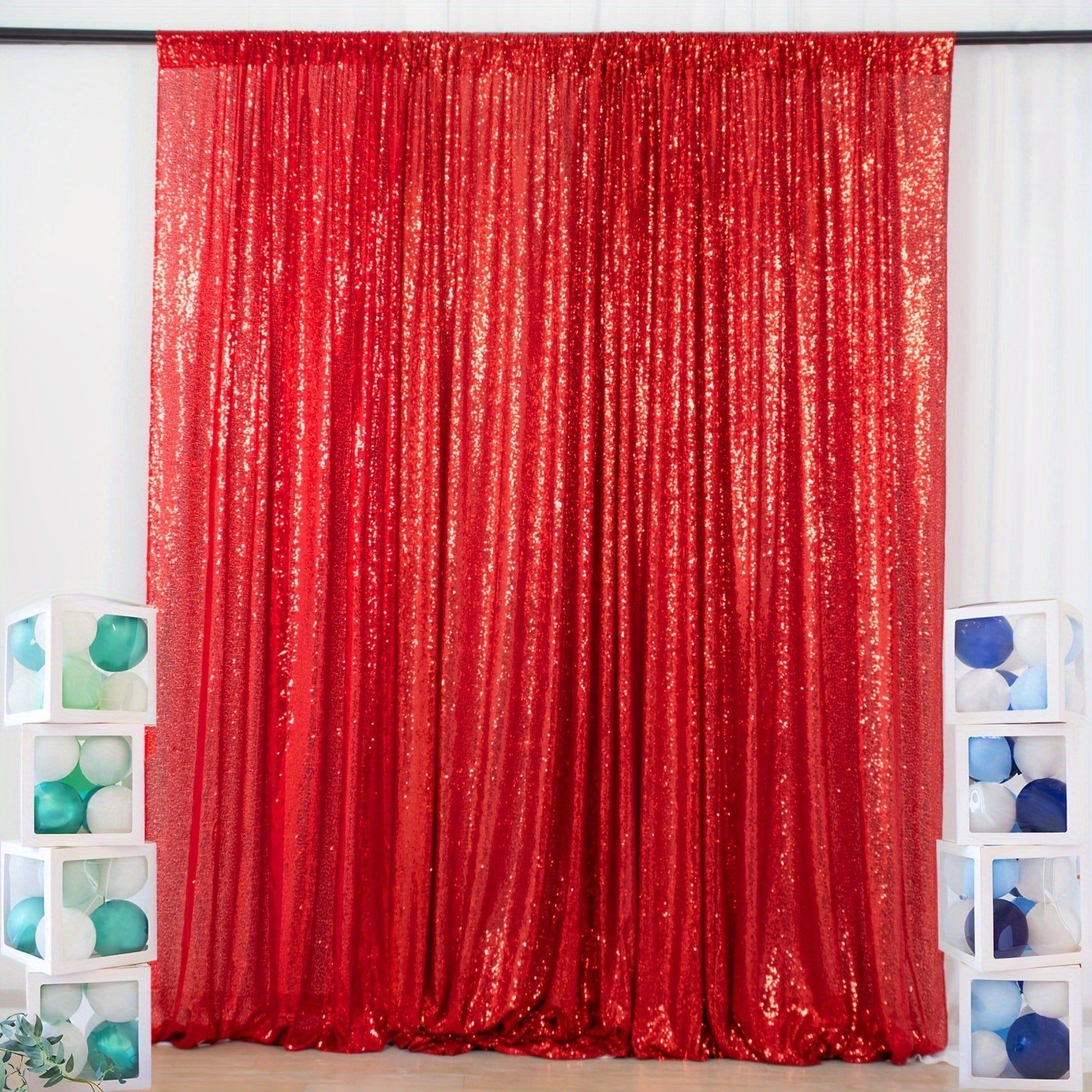 Sequin Backdrop Curtain for Party Wedding - 4x8ft Shimmering Glitter Curtain for Birthday Photo Booth Stage Decoration, Easy Hang, Multi-Color