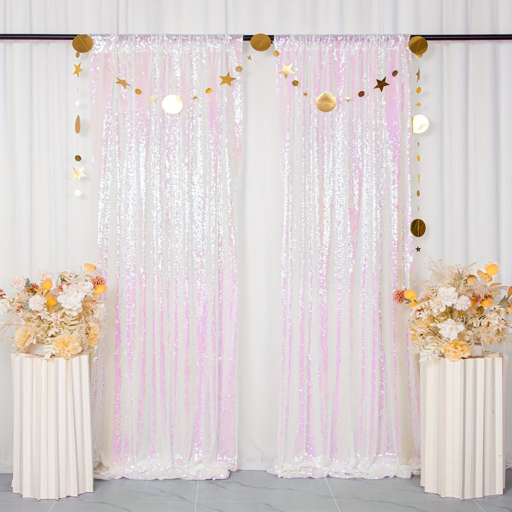 Sequin Backdrop Curtain for Party Wedding - 4x8ft Shimmering Glitter Curtain for Birthday Photo Booth Stage Decoration, Easy Hang, Multi-Color